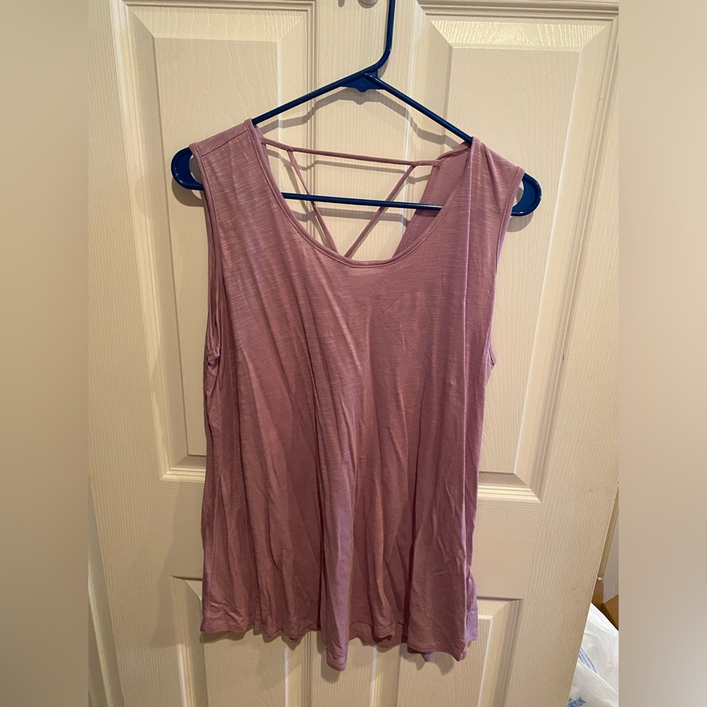 NWOT Purple Criss Cross Basic Tank White Birch Size 1X